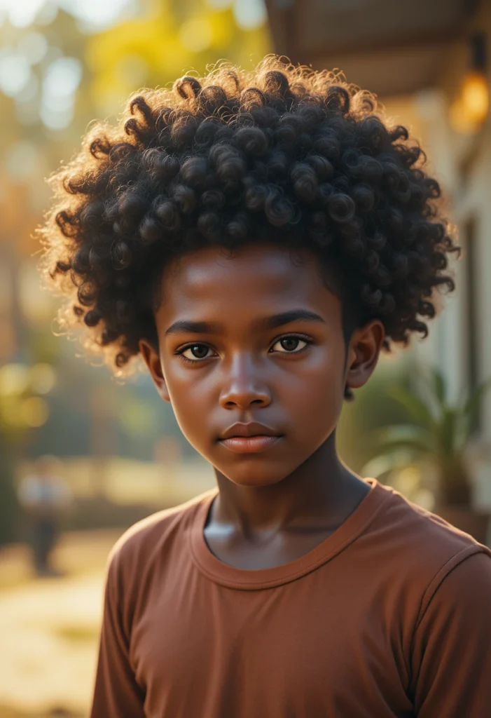 Curly Haircuts for Kids Boys: Trendy Styles Parents Will Love 6 Boy with curly afro hairstyle, rounded natural curls with full volume.