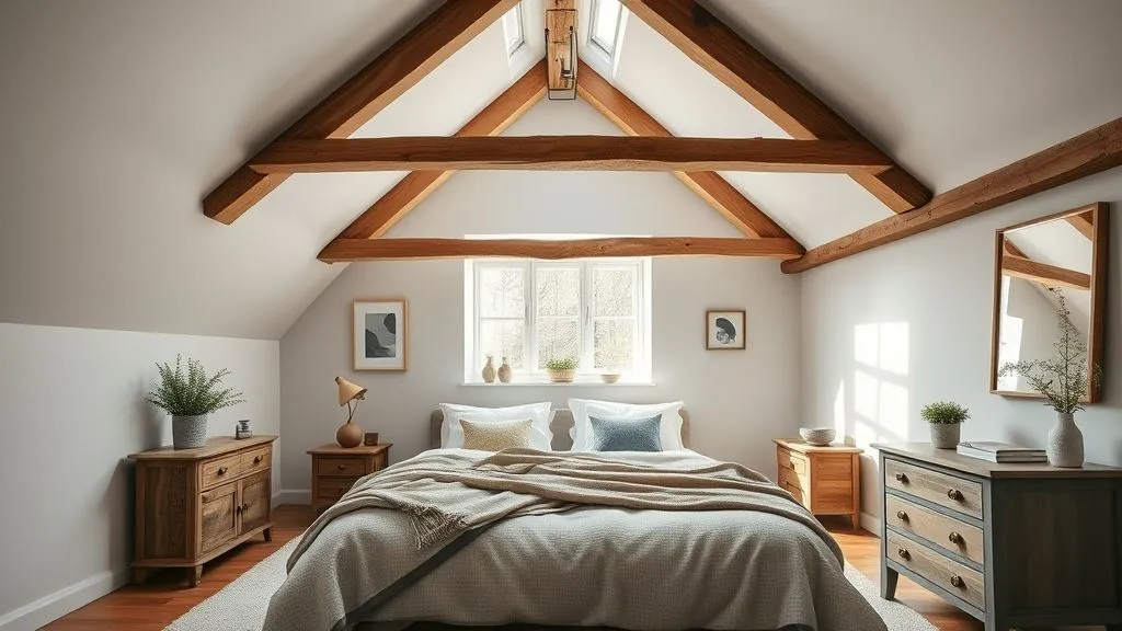 15+ Charming Cottage House Ideas to Inspire Your Dream Home 12 Loft-style cottage bedroom with pitched roof and skylight window.