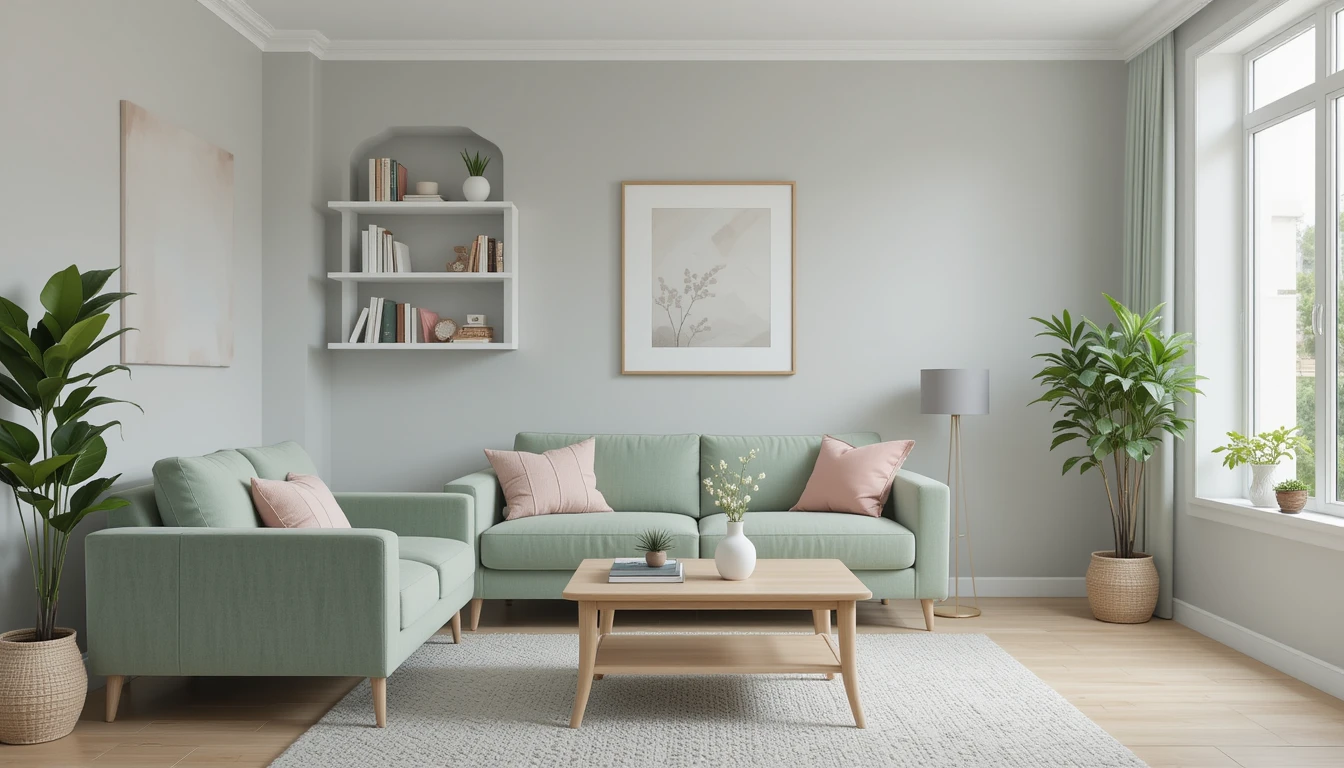 Green Couch Living Room Ideas 2 A minimalist living room with a sage green sofa against white walls, light oak wood flooring, and a sleek glass coffee table, styled in modern neutral tones.