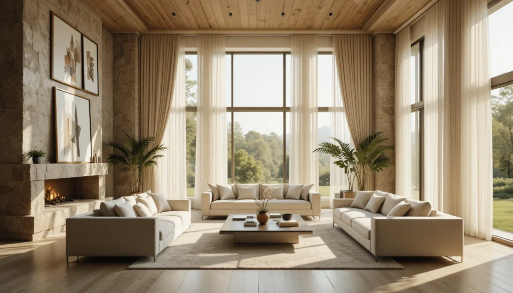 Spacious Open Living Area 2 Living room in 16:9 format with natural light as a key element, featuring large windows and bright neutral décor.