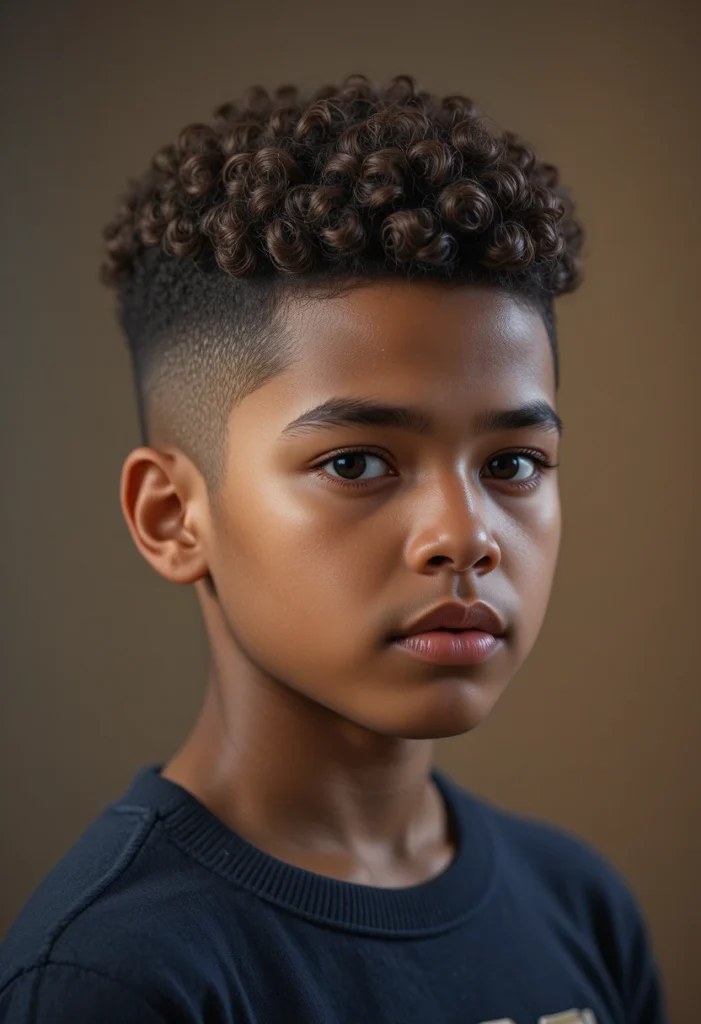 Curly Haircuts for Kids Boys: Trendy Styles Parents Will Love 4 Boy with short curly crop haircut, trimmed close with defined curls.