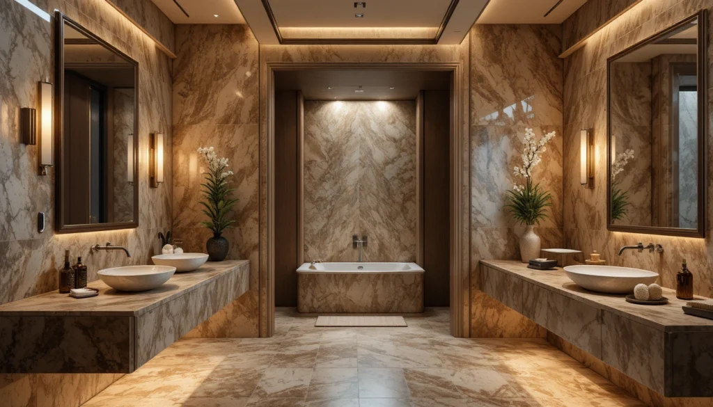 Luxury Bathroom & Shower Design Ideas 4 Bathroom design featuring natural stone accents with earthy tones and stylish finishes.