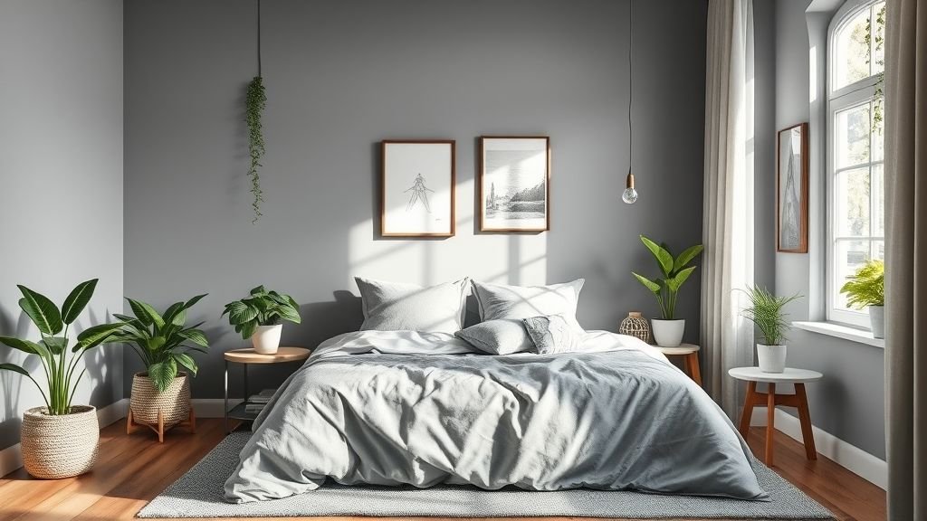 Grey Bedroom Decor Ideas 13 Grey and green bedroom decor bringing natural freshness.