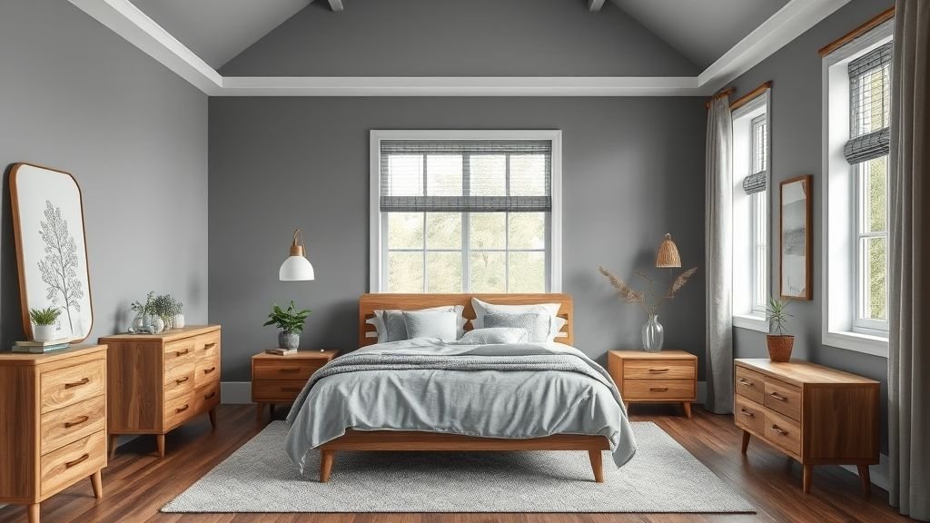 Grey Bedroom Decor Ideas 6 Grey and wood combination bringing warmth to bedroom decor.