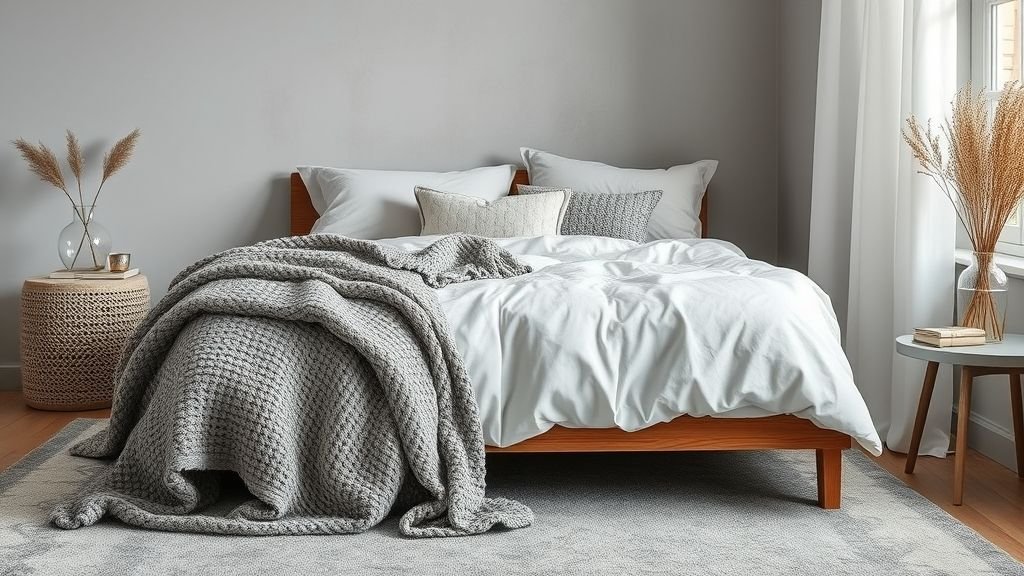 Grey Bedroom Decor Ideas 8 Grey bedroom with layered textures for cozy appeal.