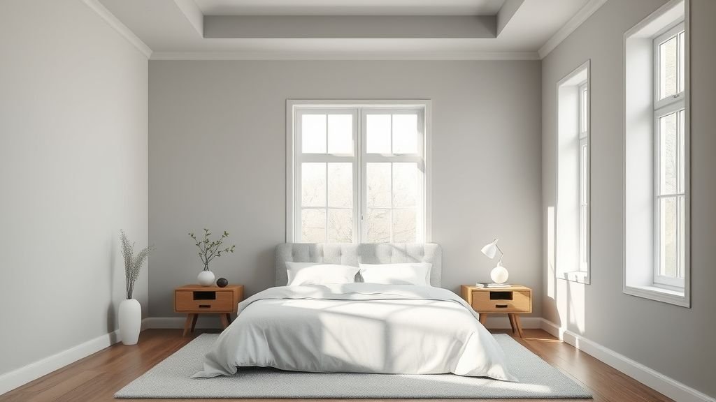 Grey Bedroom Decor Ideas 2 Soft grey walls creating a calm and serene bedroom base.