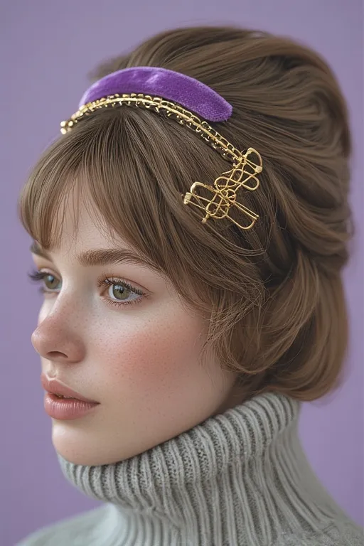 Minter style looks hairstyles trendy ideas 10 Close-up of gold and velvet hair accessories on styled hair, adding festive winter shine.