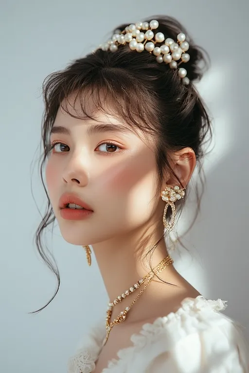Fashion style and beauty 10 Hairstyle with pearl hair accessories and jewelry enhancing modern fashion aesthetics