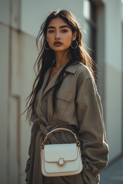 Street Style 2025: Bold Trends to Watch 9 Close-up of woman with gold hoops and structured handbag highlighting minimalist accessories in 2025 fashion.