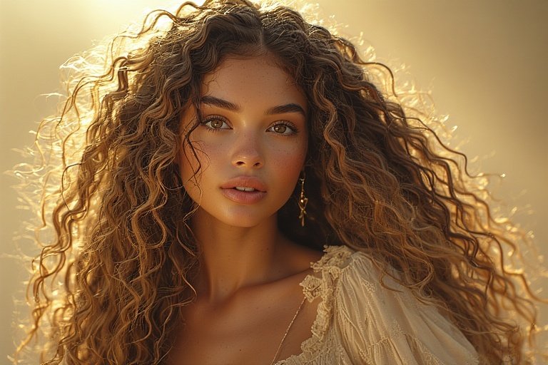 Beautiful braided curly hairstyle combining intricate braids and soft curls for a stylish, elegant look with natural texture and shine.