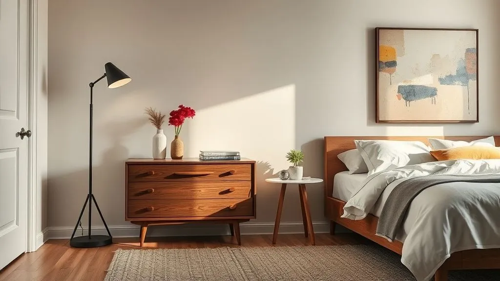 Stylish Mid-Century Modern Bedroom Ideas 15 Bedroom mixing vintage mid-century furniture with modern lighting and décor.