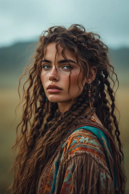 Beautiful Braided Curly Hairstyles 6 : Boho-inspired curly braids with beads and ribbons for a relaxed, free-spirited vibe.