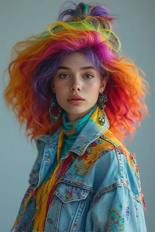 Fashion style and beauty 7 Model with bold hair colors and vibrant fashion outfit making a modern statement look.