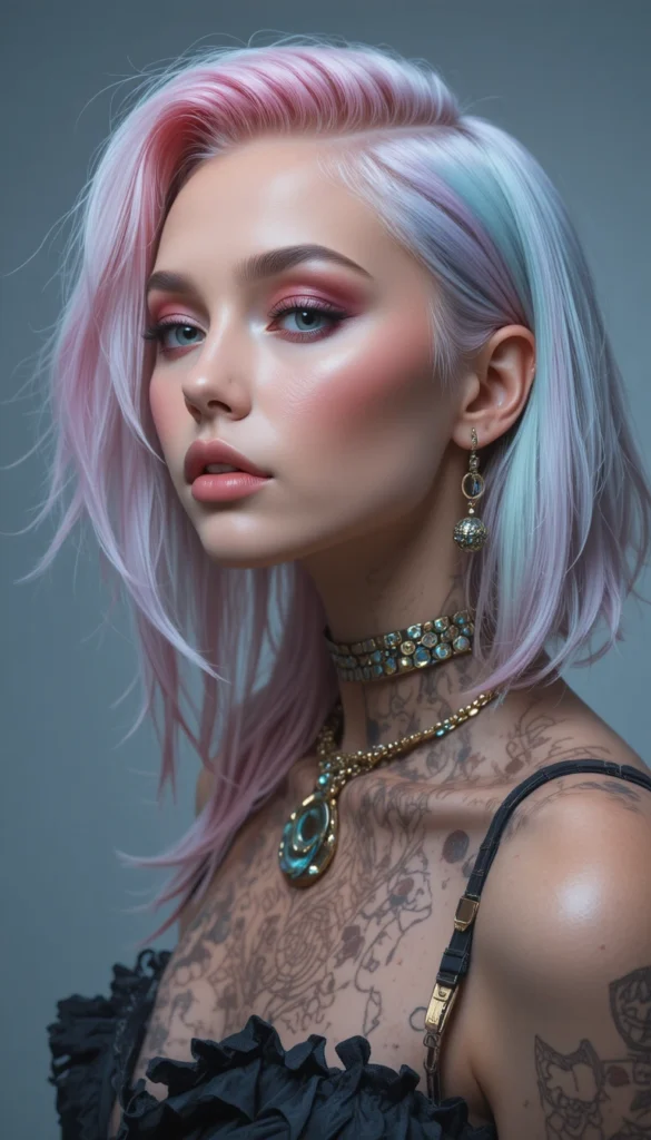 Vibrant pastel and platinum hairstyle representing bold self-expression through color in 2025.