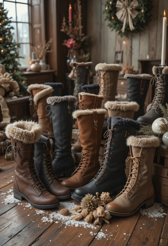 Winter boots collection featuring knee-high, ankle, and combat styles perfect for the season.