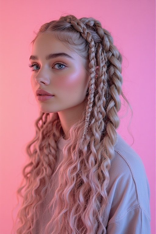 Braided & Curly Hairstyles 5 Long box braids with curly ends blending structure and flow.