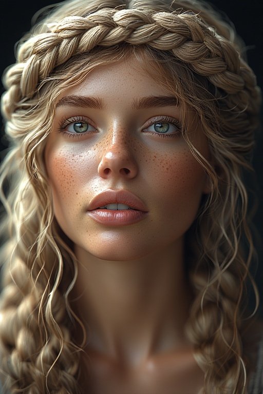 Braided & Curly Hairstyles 6 Woman with braided crown and loose natural curls, radiating elegance and confidence.