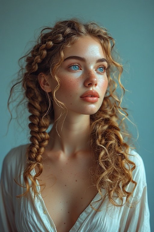 Beautiful curly airstyles for women 11 Woman with braided curly hairstyle combining braids and voluminous natural curls.