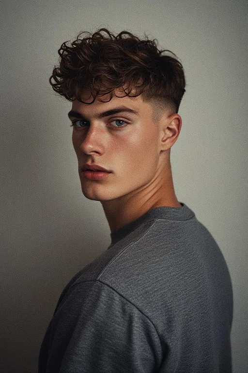 Trendy curly haircuts for men 2 Man with short curly haircut for a clean, low-maintenance style