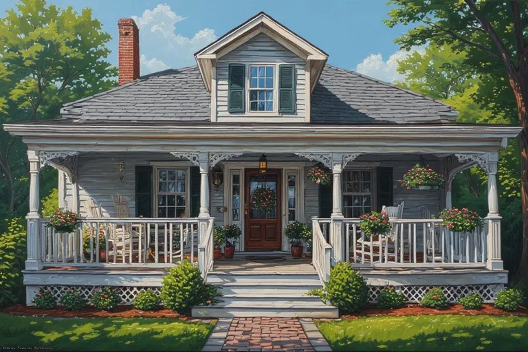 20 Cottage House Ideas You Will Love 16 Full 16:9 view of cottage exterior with wraparound veranda.