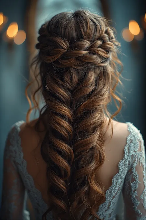 Beautiful Braided Curly Hairstyles 4 Crown braid with natural curls creating a graceful and regal hairstyle.