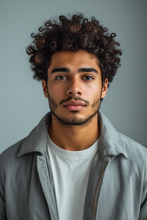 Curly Hair Men’s Styles 11 Man wearing natural curly afro hairstyle with volume and pride.