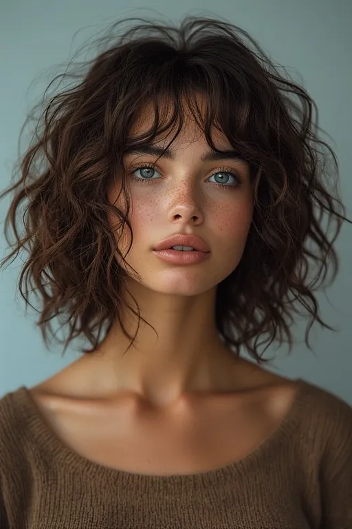 Stylish short curly bob haircut for modern, confident women.