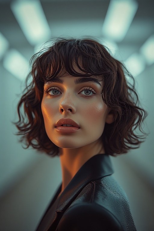 Beautiful curly airstyles for women 4 Woman with short curly bob hairstyle framing her face in a modern, elegant look.