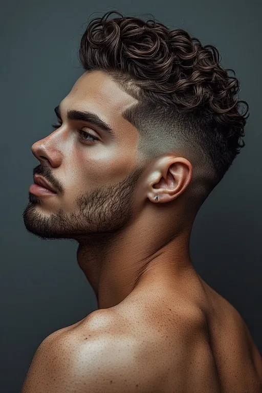 Trendy curly haircuts for men 6 Curly fade haircut for men with defined curls and clean tapered sides.