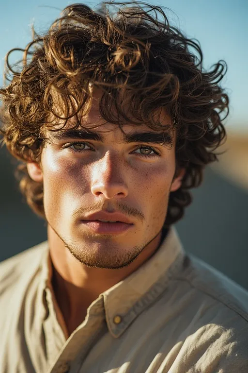 Curly hair mens styles trendy looks 8 Curly hairstyle for men with golden highlights enhancing curl definition.