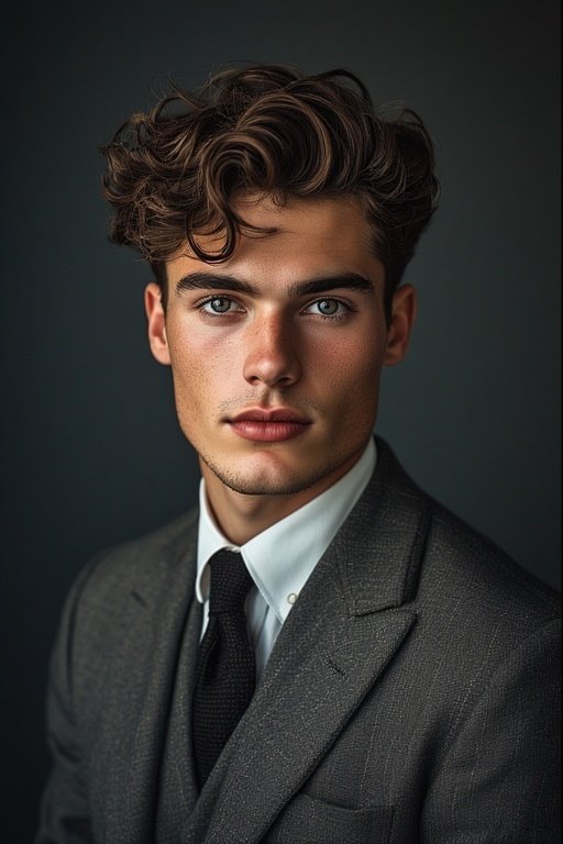 Curly Hair Men’s Styles 10 Stylish curly hairstyle with a neat side part for a classic refined look.