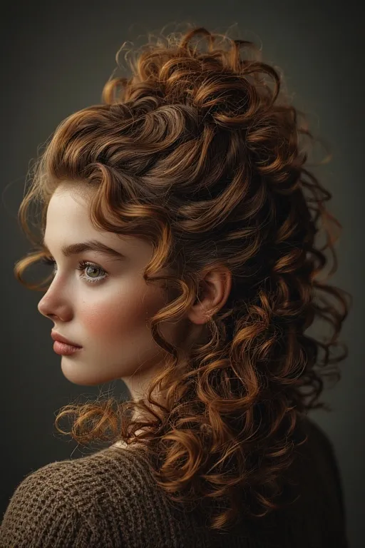 Glamorous high curly ponytail hairstyle for confident style.