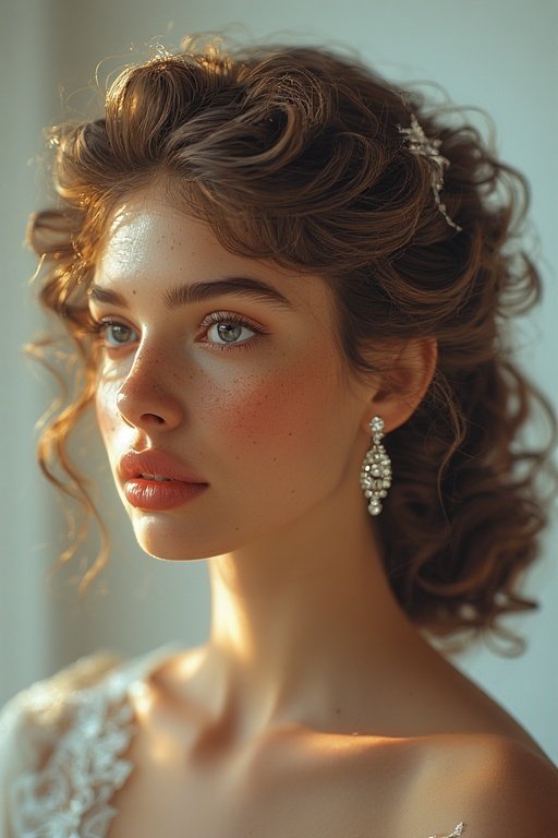 beautiful-curly-hair-looks 9 A woman with an elegant curly updo, pinned curls styled neatly for a graceful, formal look.
