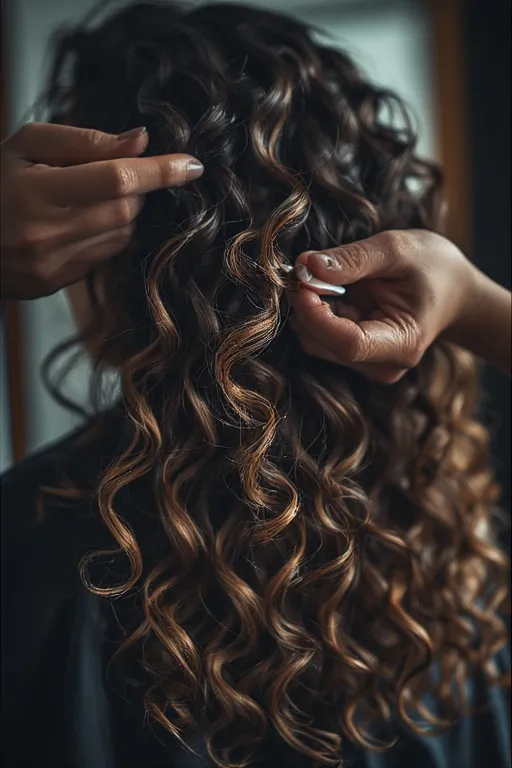 Gorgeous Curly Hairstyles to Embrace Your Natural Beauty 3 Hands styling natural curls with curl cream to enhance texture and definition.