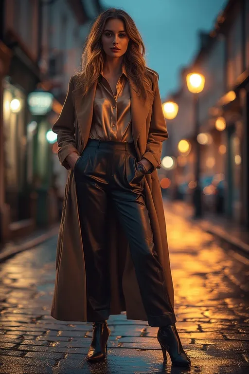 Chic Fall Outfits to Stay Cozy and Stylish This Season 12 Elegant fall night-out outfit featuring a satin blouse and tailored pants, ideal for classy evening occasions.