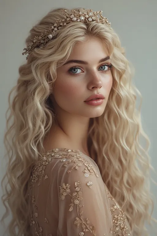 Beautiful braided and curly hairstyles guide 6 Elegant braided crown with curly updo perfect for weddings or formal events.