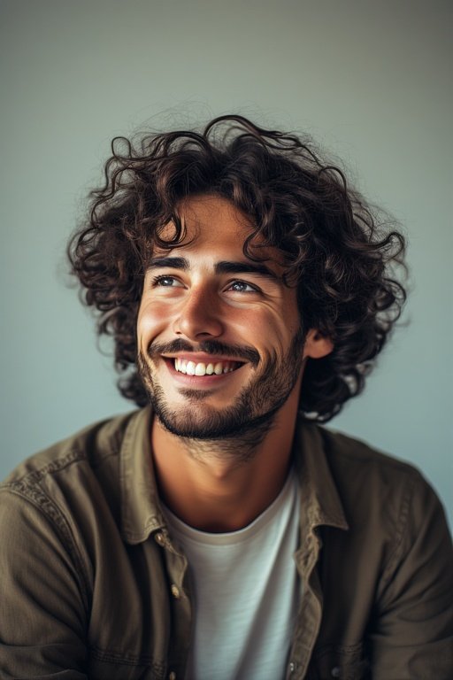 Curly Hair Men’s Styles 2 Man embracing natural curly hair with confidence and effortless style.