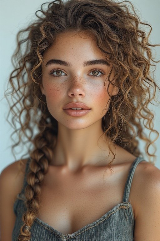 Braided & Curly Hairstyles 2 Woman with a combination of braids and natural curls showcasing texture, volume, and natural beauty.