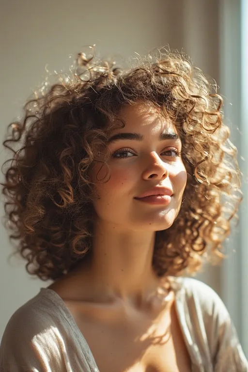 Gorgeous curly hairstyles natural beauty ideas 2 "Natural curly hairstyle with soft, voluminous curls embracing natural beauty and confidence."