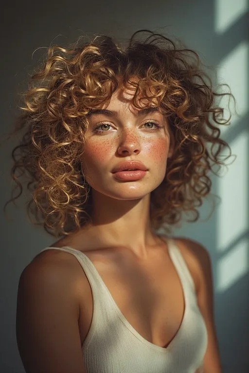 Woman embracing her natural curly hair with radiant, bouncy curls.