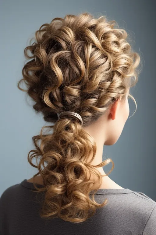 Gorgeous curly hairstyles natural beauty ideas 11 "Everyday curly hairstyle with loose curls in a relaxed ponytail for effortless elegance."