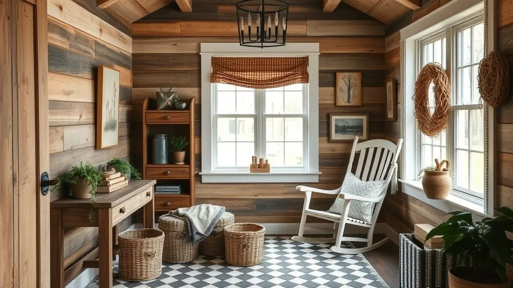 Beautiful and Cozy Reading Nook Ideas 12 Farmhouse-style reading nook with rocking chair and rustic decor.