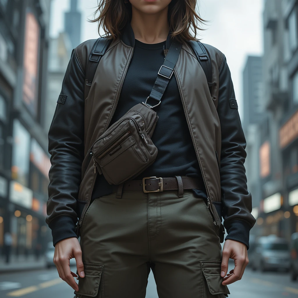 Street Style 2025: The Ultimate Guide to Modern Urban Fashion 5 A model wearing a modern utility outfit with multiple pockets, sleek design, and practical accessories, representing the 2025 “Functional Fashion” trend that merges style with everyday functionality.