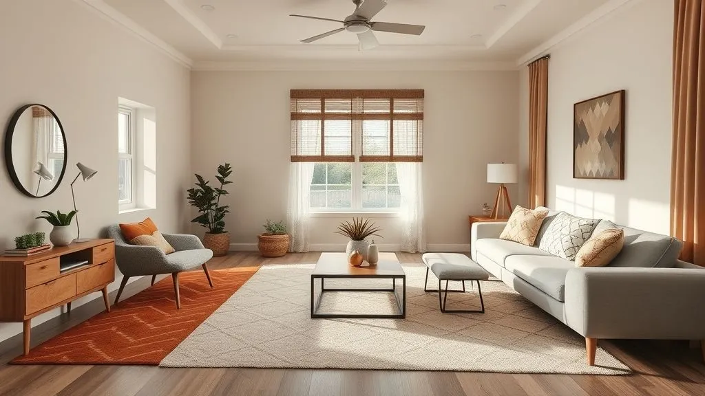 Stylish Mid-Century Modern Bedroom Ideas 6 Mid-century bedroom with bold geometric patterns and minimalist wooden furniture.
