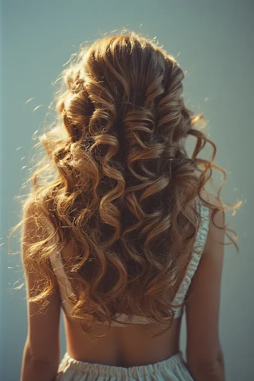 Modern fashion and style 9 Woman with shiny, voluminous Hollywood curls exuding elegance.