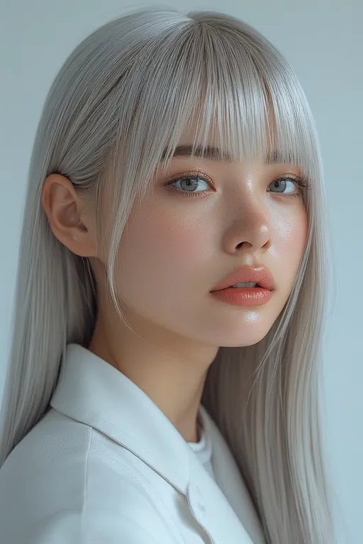 Woman with glossy straight hair styled sleek and smooth for a polished look.