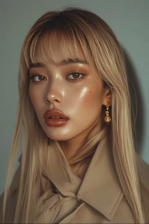 Sleek straight hairstyle with glossy finish, ideal for chic fall fashion.