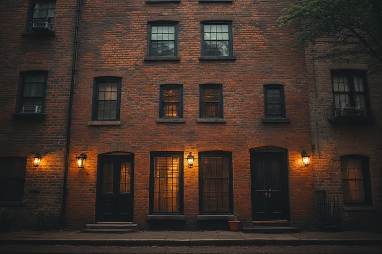 Chic Townhouse Exterior Designs 14 Full 16:9 view of heritage brick townhouse blending old-world charm with modern upgrades.