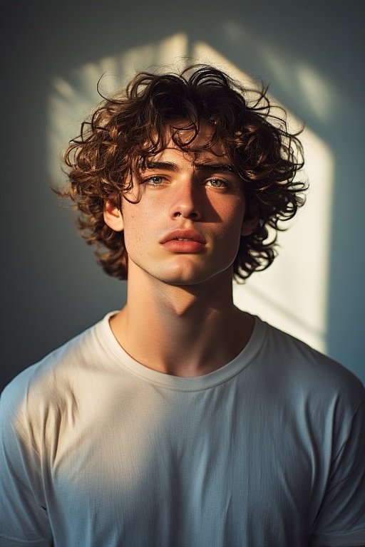 Curly Hair Men’s Styles 9 Carefree messy curly hairstyle with natural volume and textured top