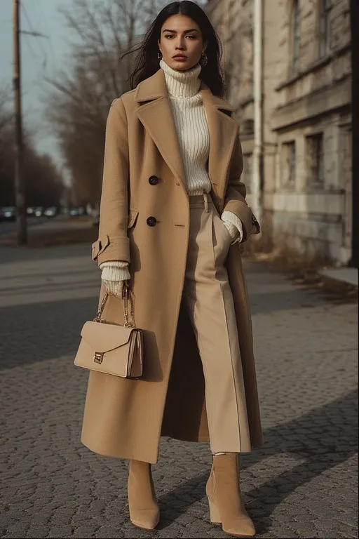 Chic Fall Outfits to Stay Cozy and Stylish This Season 8 Modern fall outfit in neutral tones featuring beige and cream layers for a clean, sophisticated autumn look.